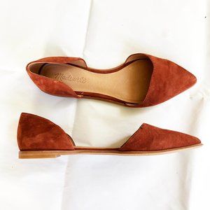 Madewell Pointed Arielle D'Orsay Flat Rust Suede 8